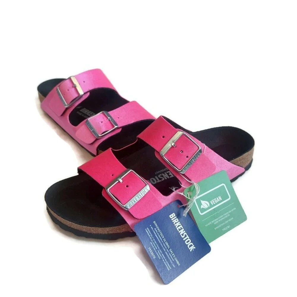 Birkenstock Womens 8 Mens 6 Arizona Rivet Logo Sandals Velvet Pink EU 39 Narrow - Picture 5 of 10